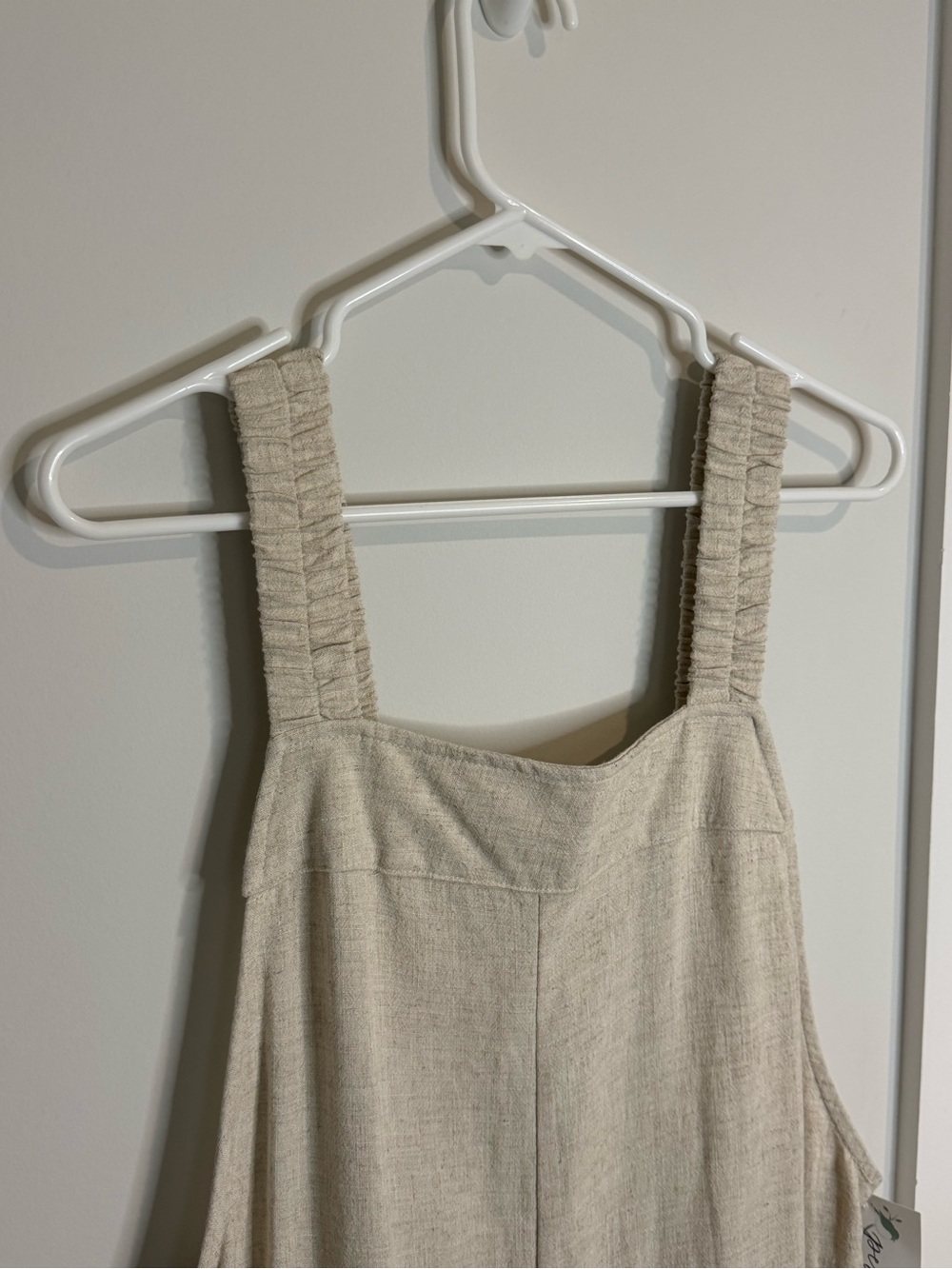 Ces femme Beige Linen-Blend Wide Leg Overalls - Picture 4 of 9